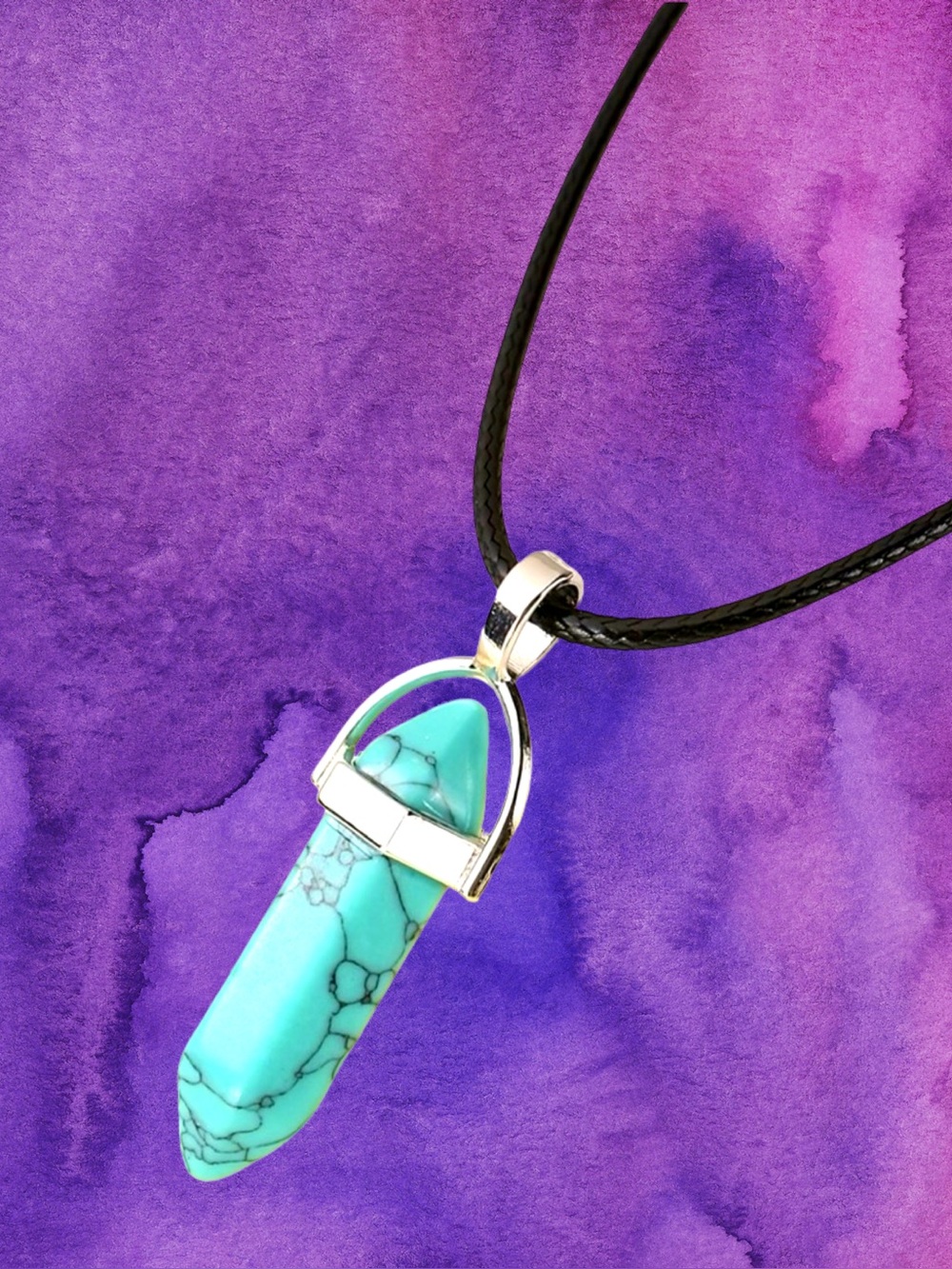 🆕Boutique Women’s Short Faux Turquoise Adjustable Black Cord Necklace❤️❤️